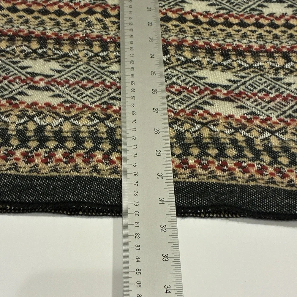 Gray Geometrical Pattern Boho Poncho OS Sustainable Tribal Quagga Green Label